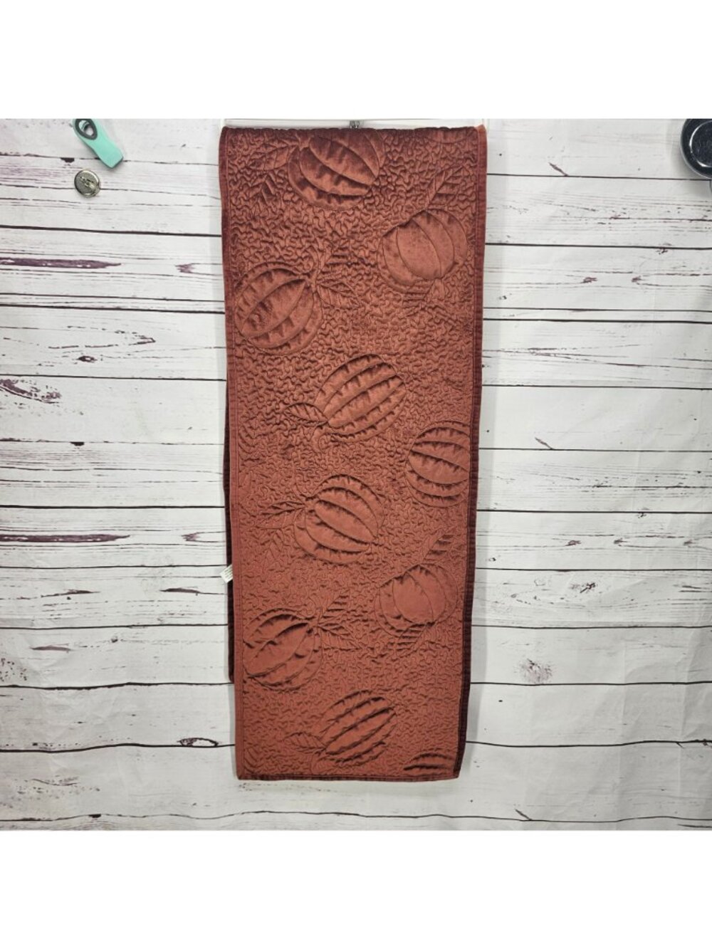 Hearth & Home Quilted Pumpkin Velvet Table Runner Burnt Orange Fall Décor 72"x14 - Picture 11 of 11
